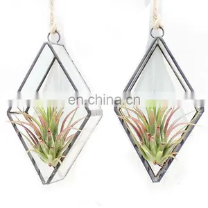 Terrarium Geometric Glass Terrarium Wholesale Rhombus With Ring thumbnail-1