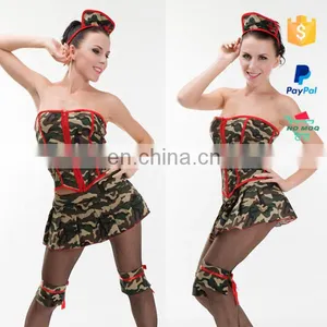 Wholsesale Women Off Shoulder Sexy Camouflage Military Uniform thumbnail-1