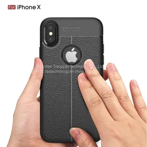 New Arrival Litchi Grain 360 Full Protective Soft TPU Leather Shockproof Phone Cover Case for Apple IPhone X thumbnail-2