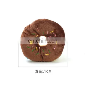 Donut Shaped Pet Toy Plush Stuffed Squeaky Eco Dog Donut Toy thumbnail-7
