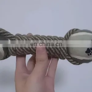 Durable Handmade Knitted Dumbbell Large Pet Toys Dog thumbnail-1