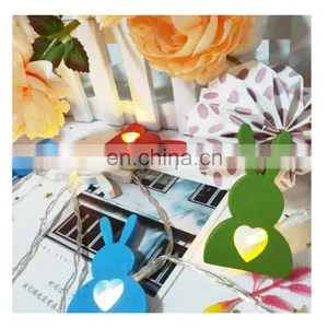 2020 New 10L Led Easter Festival Colorer Wood Rabbit Heart String Light For Home Decoration Bedroom Wall Holiday Lighting thumbnail-1