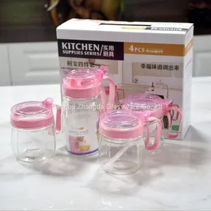 4 Pcs Glass Oil Can Set Oil Carafe Decanter for Kitchen,Glass Olive Oil Bottle thumbnail-1