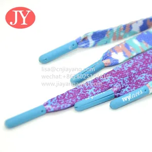 Custom Flat Polyester Rope With Metal Aglet Tips Shoealce Brass Aglet Cord Ends for Sweat Pants thumbnail-1