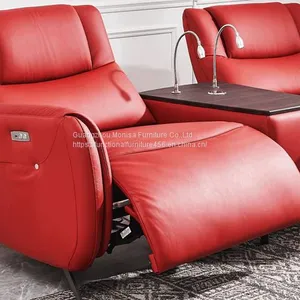 Leather Art Function Sofa Carrying Multifunctional Coffee Table Reading Light Italian Minimalist Cinema Sofa Intelligent Adjustment Angle thumbnail-2