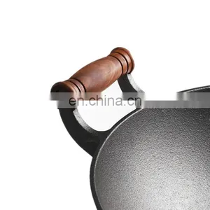 32cm Non-stick Cooking Cast Iron Wok Pan thumbnail-5
