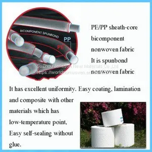 Supply Bicomponents PE/PP Nonwoven 15~180G/M2 White Color 3200mm, Nonwoven Fabric Jumbo Roll thumbnail-4