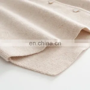 Inner Mongolia Erdos Casual Crew Neck Button Vest for Women Knitted Woolen Cashmere Tops With Embroidered Logo Outer Wear thumbnail-4