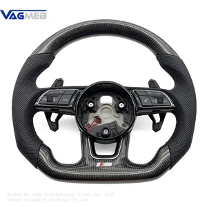 For Audi A4 B9 Heated Carbon Fiber Perforated Black Stitching Steering Wheel With S /RS Logo Accessories thumbnail-1