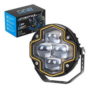 New Motorcycle LED Spotlight Four-Bead Lens 6000K Electric Vehicle Light Integrated Far Angel Eye Flashing External Modified thumbnail-5