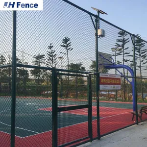 Easily Assembled Black Paint Diamond Fence Volleyball Court Chain Link Fence Panels Farm Galvanized Chain Link Wire Mesh Fence thumbnail-1