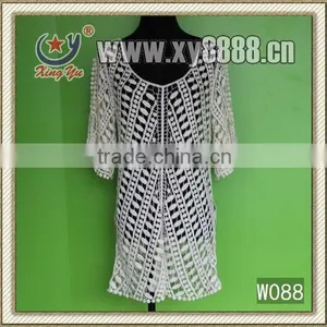 Fashion Embroidery Half-sleeves Cotton Lace Vest thumbnail-1