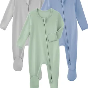 Bamboo Fiber One-piece Suit, Class a Crawling Suit for Newborn Babies, Farting Suit, Long-sleeved Toe Cover, Baby Pajamas, Home Wear thumbnail-1