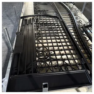 China Hand Forged Wrought Iron Gate Aluminum Gate Driveway Gate For Sale thumbnail-3