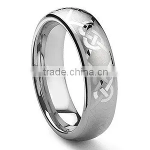 Tungsten Carbide Laser Engraved Celtic Knot Ring thumbnail-1