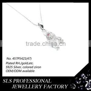 Fashion and Cute Necklace Pendant Rabbit With a Heart in Hand Zircon Prong 925 Silver Jewelry Pendant in Guangzhou Wholesale thumbnail-2