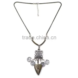 Vintage Boho Hippie Jewelry Antique Silver Color Alloy Pendant Statement Coin Necklace thumbnail-1
