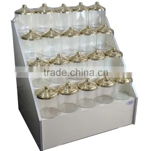 Glass Dragee Jar With Brass Cover, Candy Pot, Spice Jars SK1619 thumbnail-6