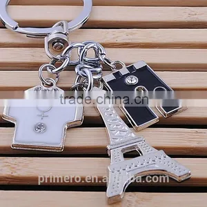 Wholesale Alloy String Clothes & Pants Pattern Eiffel Tower T-shirt Keychain thumbnail-6