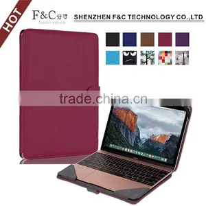 Shenzhen F&C Hand-crafted Premium PU Leather Material Folio Cover for Macbook Pro Case 11" 12" 13" 15" Compatible thumbnail-1