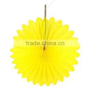 Fashional!!yellow Tissue Paper Fan for Party Wedding Decor thumbnail-1