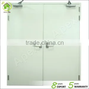 HOLTE UL FIRE DOOR Galvanized Steel Powder Coated Gray Beige Wood Color With Panic Bar thumbnail-2