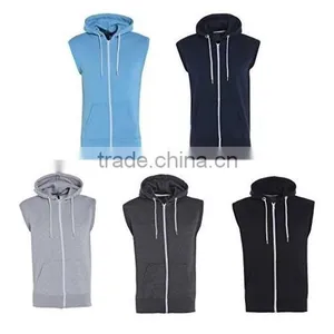 Awsome Design Multi Color Plain Custom Sleeveless Hoodies thumbnail-2