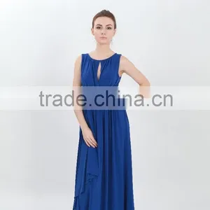 Royal Blue Chiffon Sleeveless Floor Length Latest Formal Dress Patterns thumbnail-3