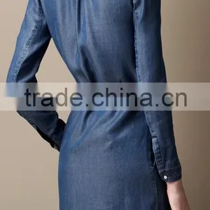 2015 Fashion High Quality Fashion Brand Woman Casual One Piece Demin Jeans Dress Latest Fashion Long Sleeve Dress Quality Choice thumbnail-2