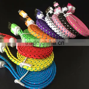 Colorful Micro Braided Usb Data Cable for v8 Usb Charging Flat Micro Usb Cable for Samsung thumbnail-1