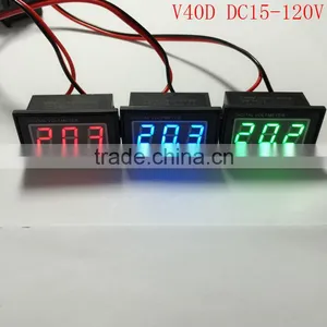 0.4" Digital Voltmeter DC 15-120V Red Blue Green Electric Motor Car Waterproof Panel Meter thumbnail-5