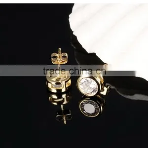 2016 New Wholesale Fashion Jewelry Ladies Earrings Designs Clear Crystal Gold Earring thumbnail-3
