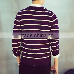Wholesale Winter Fashion Cheap High Quality Man Sweater for Thick Stripe Sweaters thumbnail-5