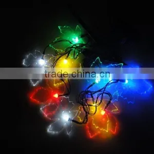 Colorful Solar Strip Light Qualitied Solar Panel+10 Maple Leaf Led +4.5M Lenght Cable Using for Christmas,festival Decoration thumbnail-1
