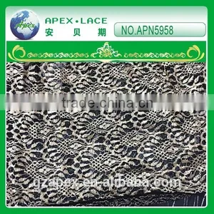 2015 New Style Nylon Lace Fabric Print Silver and Golden thumbnail-1