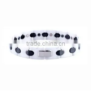 Mens Fashionable Hi-tech White Ceramic Magnetic Healthy Wrist Bracelet thumbnail-1