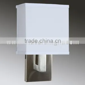 UL CUL Listed Brushed Nickel Hotel Bedside Wall Mount Lamp With White Fabric Shade W20030 thumbnail-1