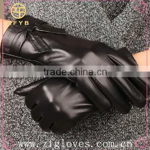 Conductive Fingertips Leather Touch Screen Gloves thumbnail-1