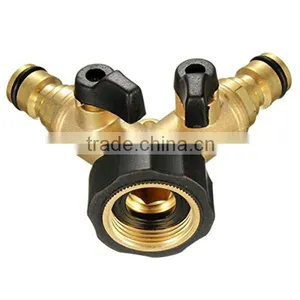 3/4" BSP Threaded 2 Way Y Brass Tap Manifold Water Hose Splitter,Turn One Tap Into Two thumbnail-2