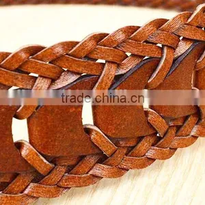 2015 Hot Design Lady Belts Brown Fashion Braided Leather Belt thumbnail-5