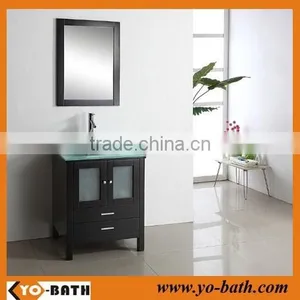 Vessel Sink Bathroom Cabinet Unit With Glass Countertop thumbnail-1