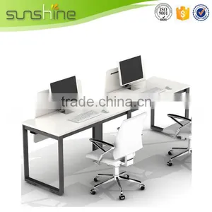 Modern Elegant Office Workstation Design 2 Seats Office Cubicles Aluminum Frame Panel and Frosted Glass Partition thumbnail-3