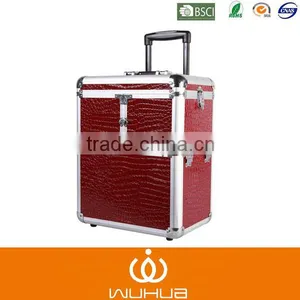 High Quality Large Trolley Case With Trays/Extendable Vanity Aluminum Rolling Cosmetic Case/Mobile Professional Make up Box thumbnail-1