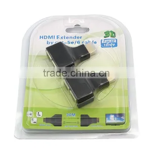 30 Meters Distance HDMI Extender Over Two Cat5/5e/6 Cable no Need Power thumbnail-5