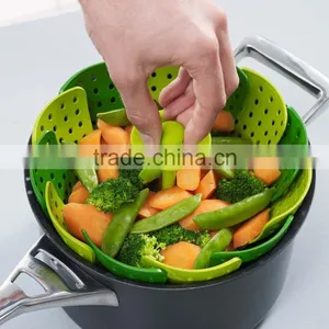Folding Steamer Basket Dark Green and Green thumbnail-1