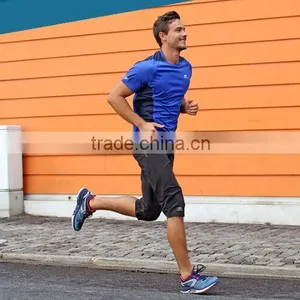 Mens Spring Autumn Short Sleeve Contrasted Running Shirt Lime thumbnail-2