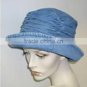 Denim Hat With Gathered Crown thumbnail-1