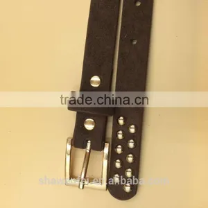 Sued Effect Belt With Gold Color Rivets thumbnail-3