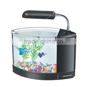 Aquarium Jeneca Aleas Simple Fish Tank LED Glass Low Voltage Mini Fashion Filtration Oval Shape TG-11 thumbnail-1