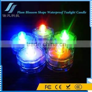 12Pcs Colorful Plum Blossom Shape Mini Submersible Waterproof Tea Lights Decorative Candle thumbnail-3